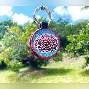 Coral Bloom Embroidered Keychain *NEW*